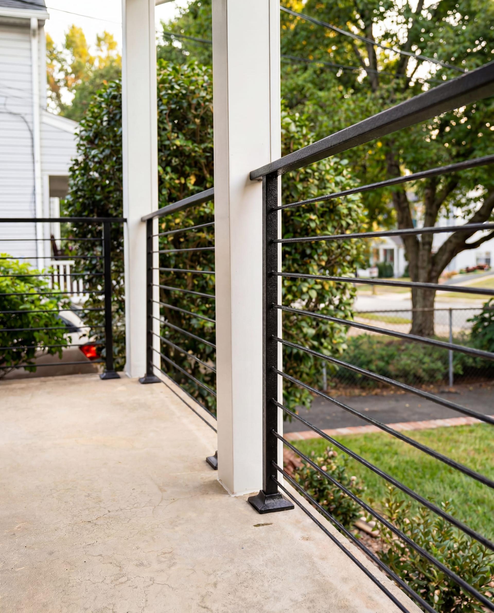 Exterior steel railing installation in Frederick, MD