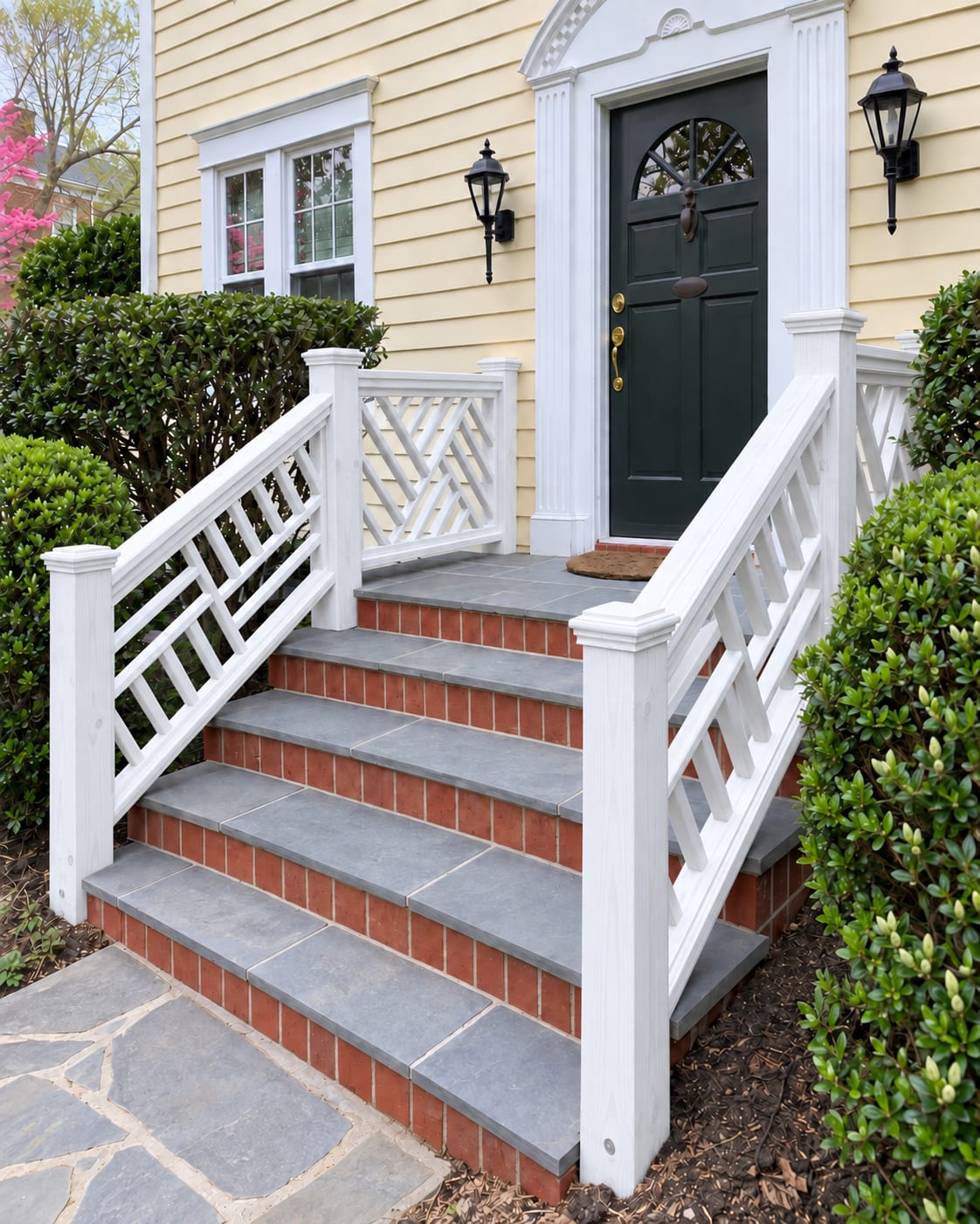 Flagstone steps & custom railing in McLean, VA