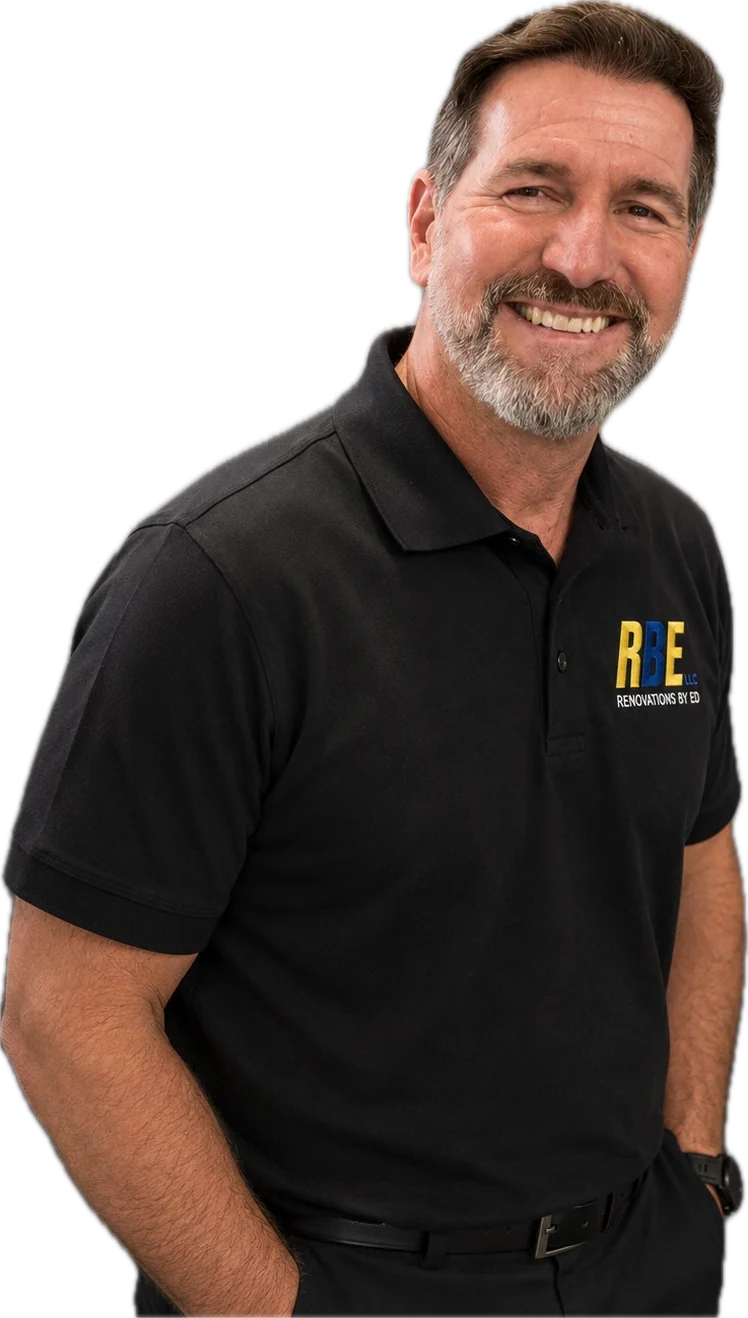 Ederaldo Pereira, owner of Renovations by Ed, in a black RBE polo