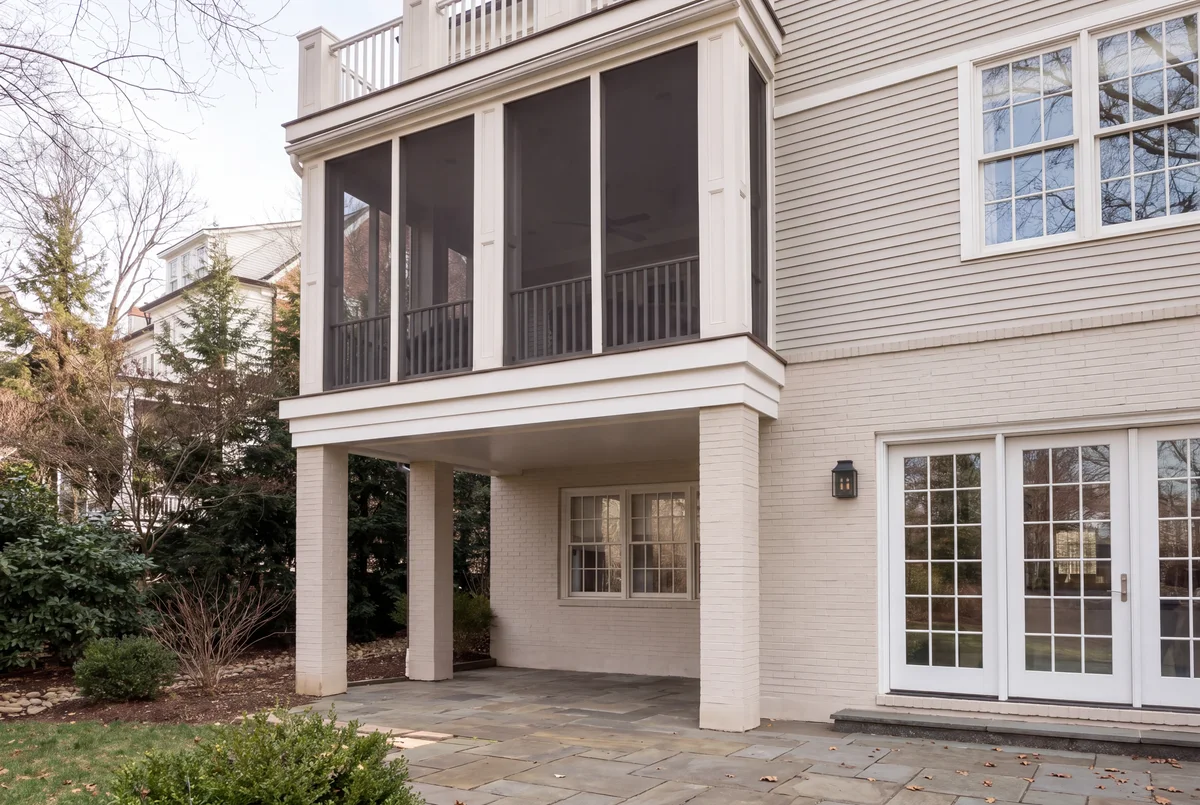 The same porch with a new beam and fascia, painted, Washington, DC